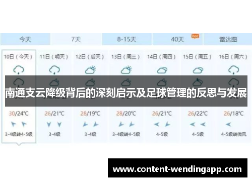 南通支云降级背后的深刻启示及足球管理的反思与发展